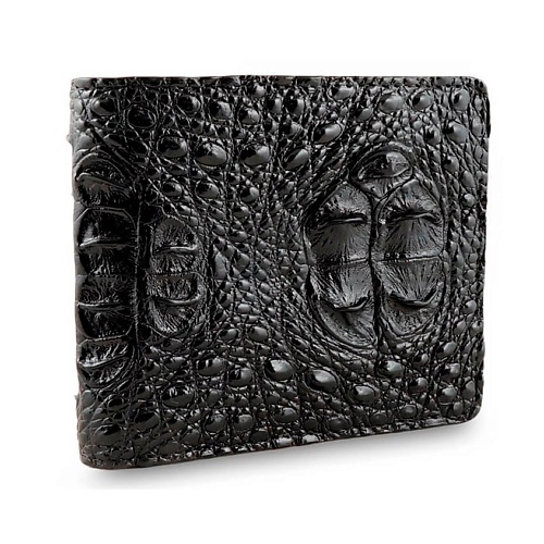 EXOTIC LEATHER GENUINE PREMIUM ACCESSORIES Черный кошелек из натуральной кожи с загривком крокодила