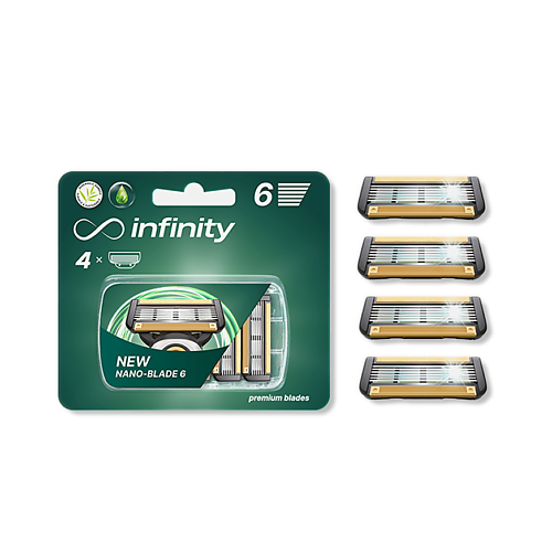 INFINITY Кассеты для бритья мужские 4 шт совместимы с Gillette Fusion