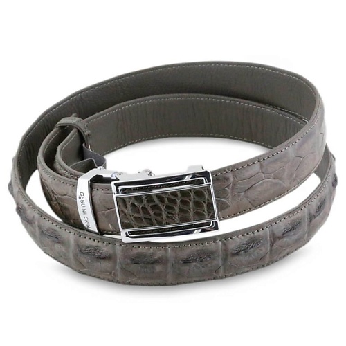 EXOTIC LEATHER GENUINE PREMIUM ACCESSORIES Стильный ремень из фактурной кожи крокодила Taupe Green