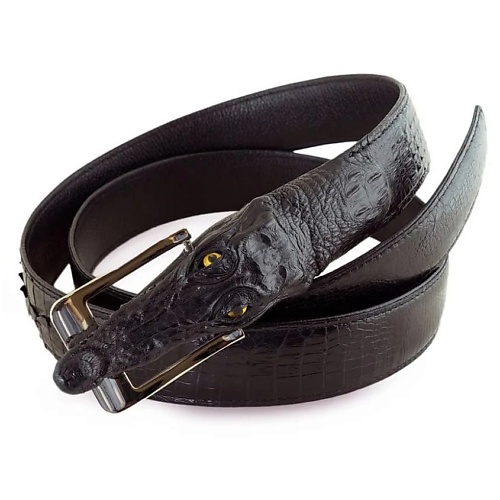 EXOTIC LEATHER GENUINE PREMIUM ACCESSORIES Крутой ремень из настоящей кожи с головой крокодила