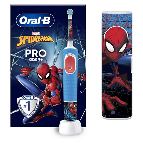 ORAL-B Детская электрическая зубная щетка Vitality Pro Kids Spiderman с дорожным футляром
