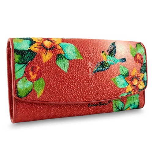 EXOTIC LEATHER GENUINE PREMIUM ACCESSORIES Женское портмоне из ската с рисунком