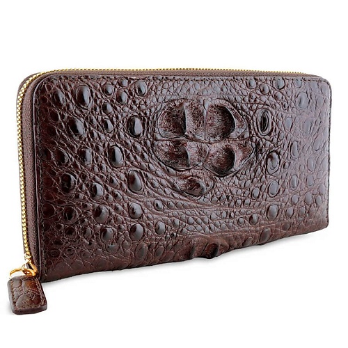 EXOTIC LEATHER GENUINE PREMIUM ACCESSORIES Солидное портмоне с "золотой" молнией из кожи крокодила