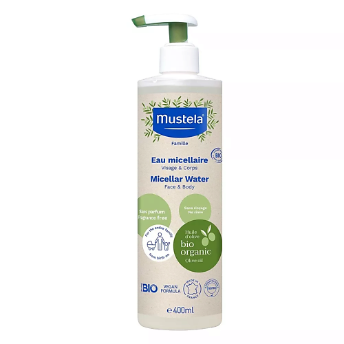 MUSTELA Органическая мицеллярная вода для лица и тела BIO Eau Micellaire 400