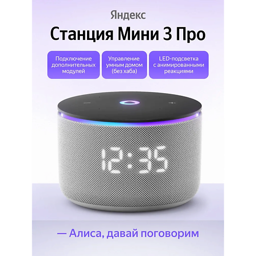 ЯНДЕКС Умная колонка Станция Мини 3 Про YNDX-00059GRY