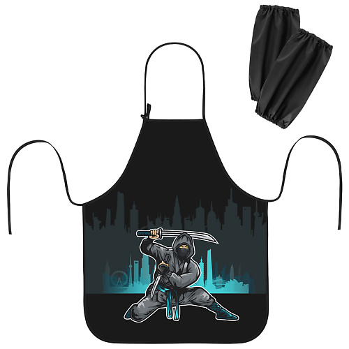 ЮНЛАНДИЯ Фартук с нарукавниками для уроков труда Black Ninja