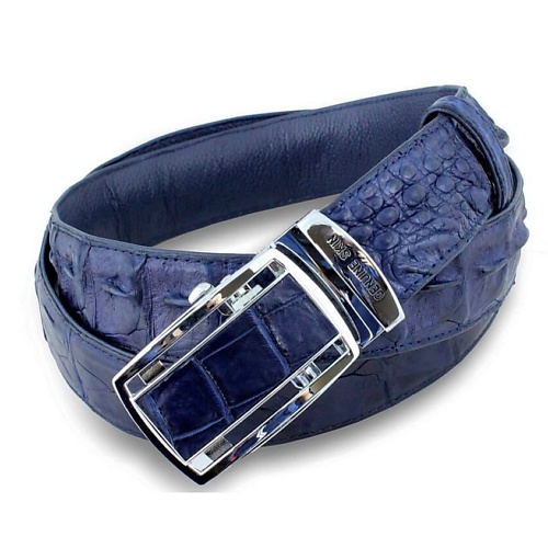 EXOTIC LEATHER GENUINE PREMIUM ACCESSORIES Ремень из натуральной кожи крокодила темно-синего цвета