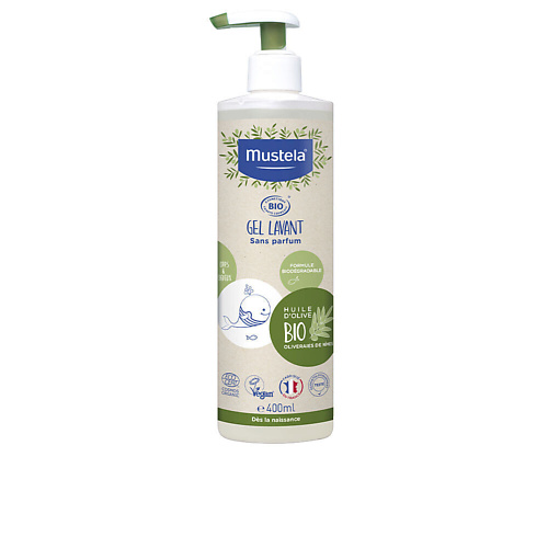 MUSTELA Гель для душа-шампунь 2-в-1 Organic Cleansing Gel с маслом оливы 400