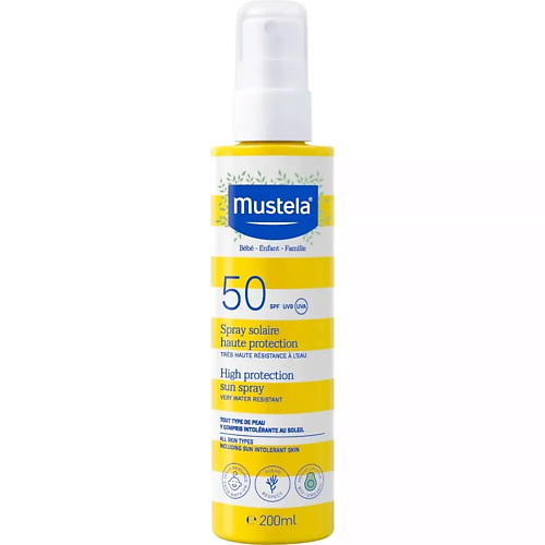 MUSTELA Водостойкий солнцезащитный спрей Sun Spray SPF50 200