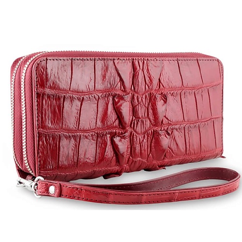 EXOTIC LEATHER GENUINE PREMIUM ACCESSORIES Бордовый мужской клатч из кожи с хвоста крокодила