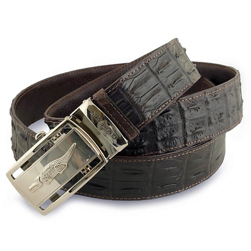 EXOTIC LEATHER GENUINE PREMIUM ACCESSORIES Модный ремень с 2-мя роговыми рядами на коже крокодила