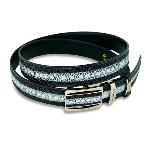 EXOTIC LEATHER GENUINE PREMIUM ACCESSORIES Эксклюзивный ремень из кожи ската с белой полосой