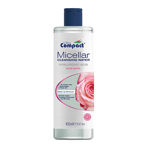 ULTRA COMPACT Вода мицеллярная для снятия макияжа с экстрактом розы Micellar Cleansing Water Rose Water 400