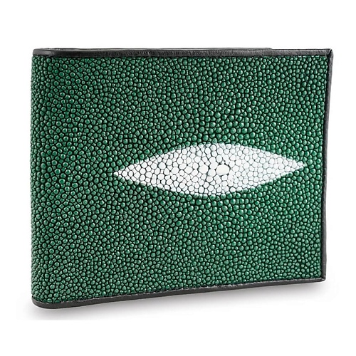 EXOTIC LEATHER GENUINE PREMIUM ACCESSORIES Зеленый мужской кошелек из настоящей кожи морского ската